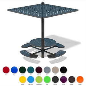 46” Round Picnic Table with Steel Shade Roof