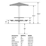46” Round Picnic Table with Steel Shade Roof