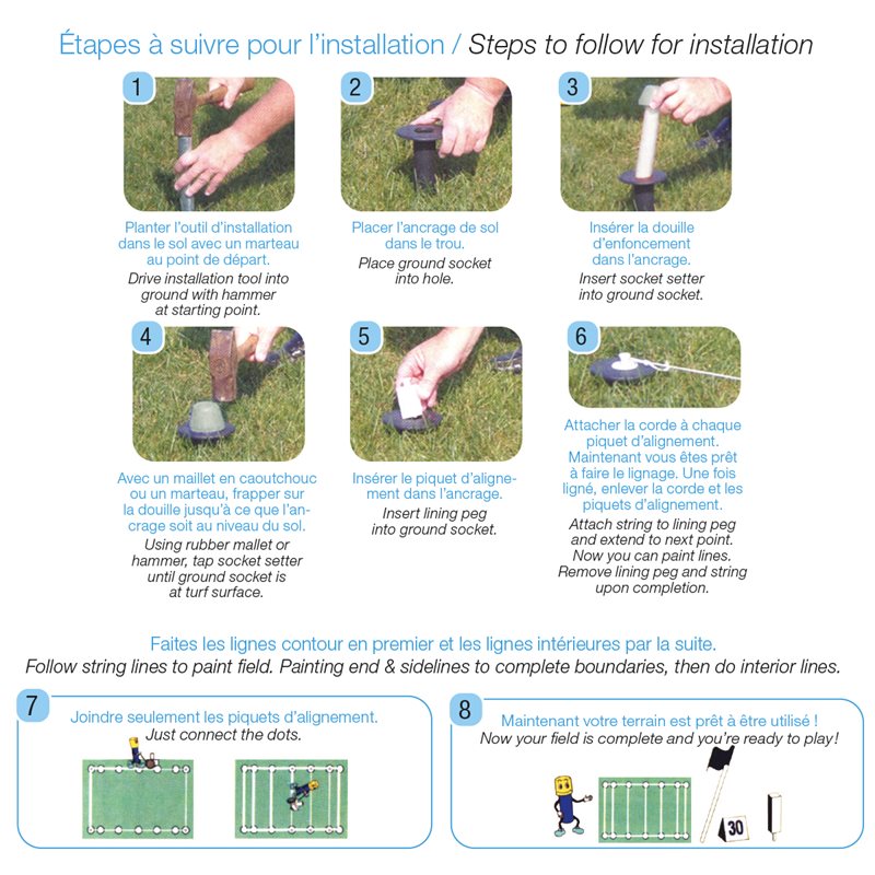 Marking system set for soccer field with 4 corner flags