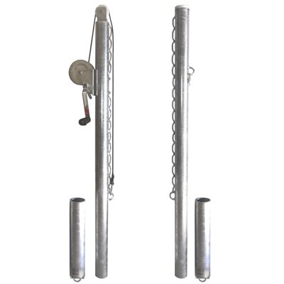 Poteaux de tennis galvanisés, avec ancrages