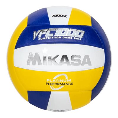 Ballon de volleyball en cuir, jaune / blanc / bleu royal