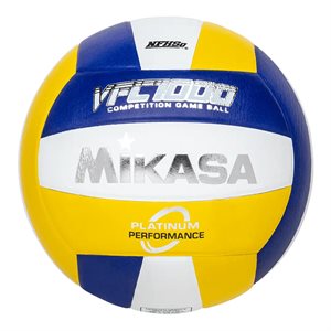 Ballon de volleyball en cuir, jaune / blanc / bleu royal