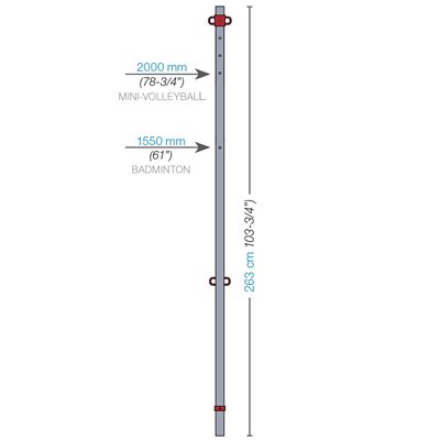 Mini Volley Post, Double Ring, 1-7 / 8", Zinc, Unit, 2.43m