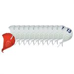 12 numbered caps from 1 to 13, blue