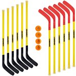 12 bâtons de hockey DOM, 37", 2 balles, 2 rondelles