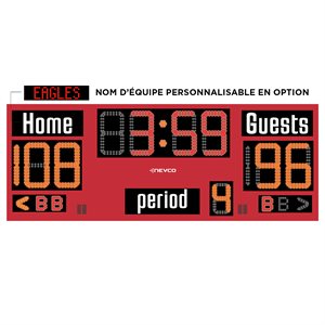 Tableau indicateur intérieur de basketball, 8’ x 3’